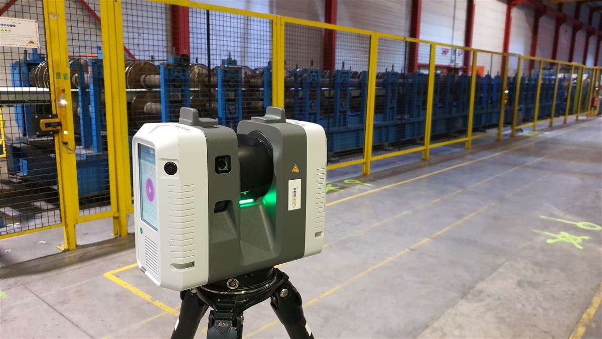 Leica RTC360 laserscanner, industriele machine inscannen geodeet