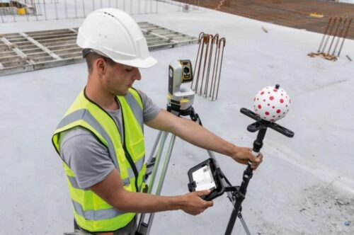 Leica vPole Tilt schuinstelling iCON iCS50 robotische bouwtool 3D inmeten en uitzetten Geodeet met tablet